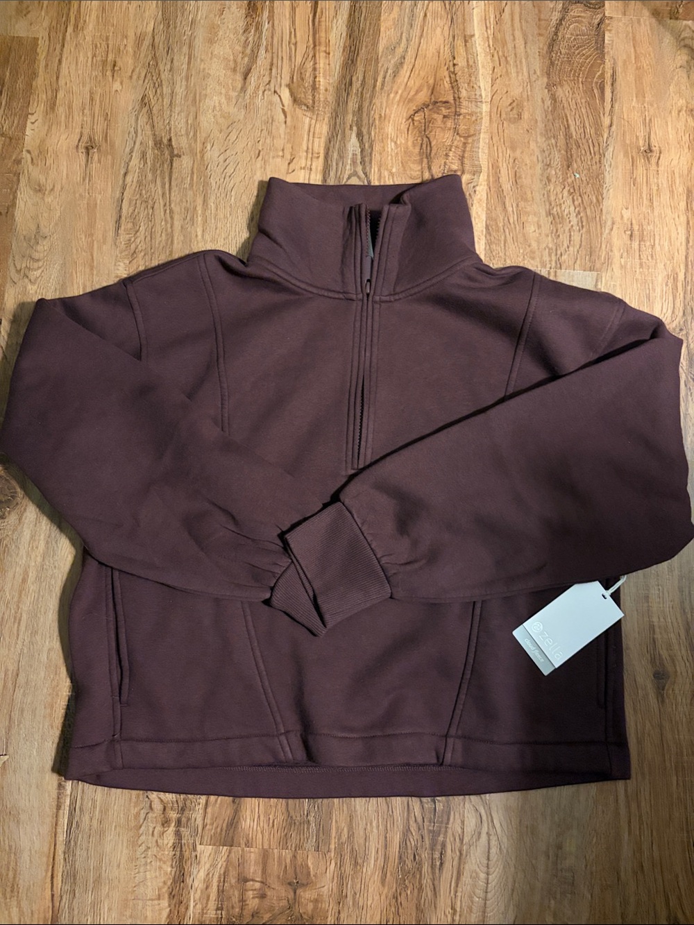 Zella Quarter-Zip Pullover Sweatshirt in Deep Plum Medium